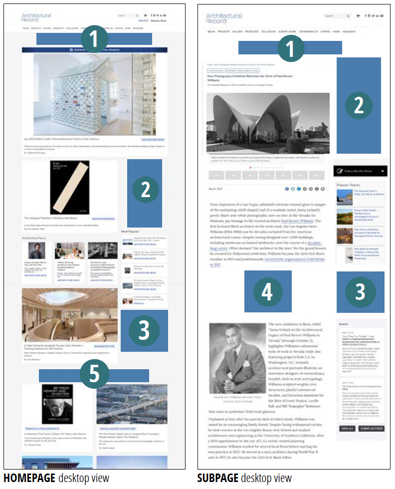 Architectural Record's homepage ads.