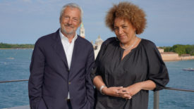 Roberto Cicutto with Lesley Lokko in Venice